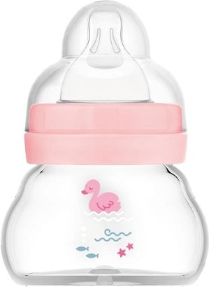 MAM Feel Good Γυάλινο Μπιμπερό 90ml Ροζ με Πάπια – Από Νεογέννητο